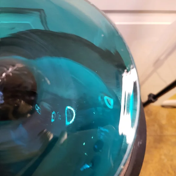 Beautiful Turquoise TEAL EMPOLI CASED GLASS PEDESTAL CANDY DISH - Picture 8 of 16